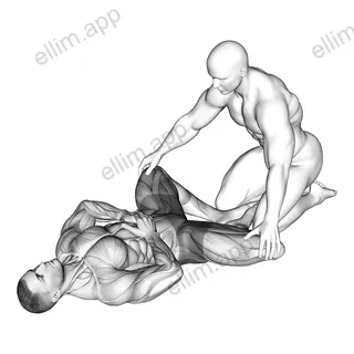 Assisted Lying Adductors Stretch exercise targeting Hips