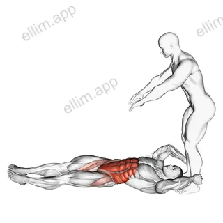 Assisted Lying Leg Raise With Lateral Throw Down exercise targeting Waist and Obliques