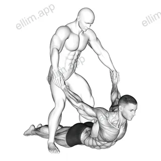 Assisted Pulling Arms in Prone Position Chest Stretch exercise targeting Chest