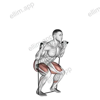 Band squat exercise targeting Hips and Gluteus Maximus
