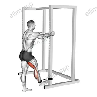 Band standing leg curl exercise targeting Thighs