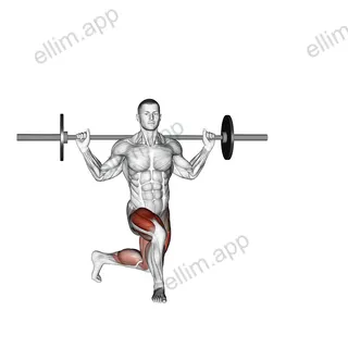 Barbell Curtsey Lunge exercise targeting Gluteus Maximus and Gluteus Medius