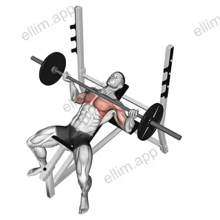 Barbell Incline Wide Reverse grip Bench Press exercise targeting Chest
