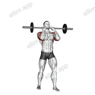 Barbell Standing Close Grip Military Press exercise targeting Shoulders and Deltoid Anterior