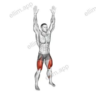Bodyweight Overhead Squat exercise targeting Thighs and Gluteus Maximus