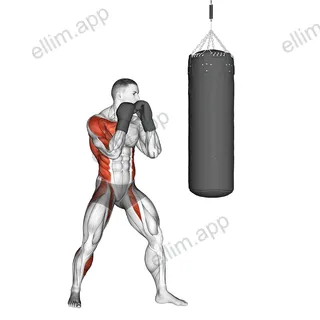 Boxing Right Hook (with boxing bag) exercise targeting Plyometrics