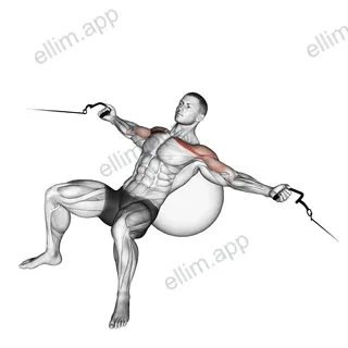 Cable Incline Fly (on stability ball) exercise targeting Chest and Pectoralis Major Clavicular Head