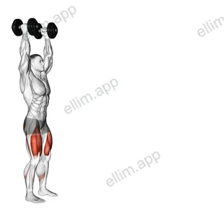 Dumbbell Overhead Walking Lunge exercise targeting Thighs