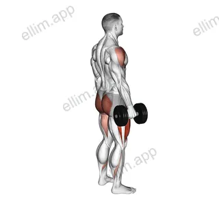 Dumbbell Rear Lunge Front Raise exercise targeting Deltoid Anterior and Gluteus Maximus