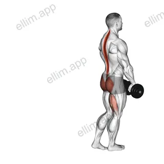Dumbbell Single Stiff Leg Deadlift exercise targeting Hips and Erector Spinae