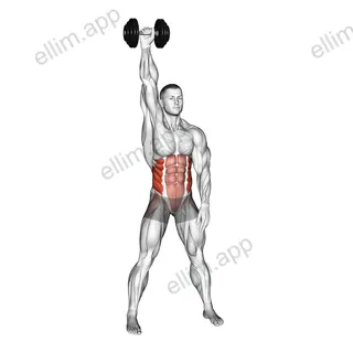 Dumbbell Standing High Windmill exercise targeting Waist