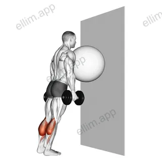 Exercise Ball on the Wall Calf Raise exercise targeting Calves and Gastrocnemius