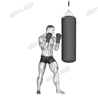 Hook Kick Kickboxing (with boxing bag) exercise targeting Plyometrics