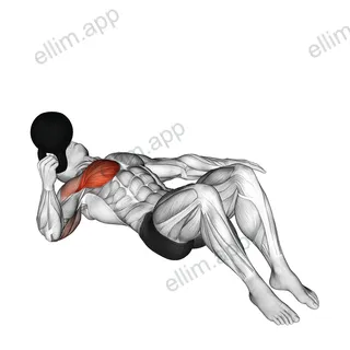 Kettlebell Lying on Floor Single Arm Bottoms-up Chest Press exercise targeting Chest