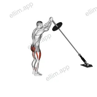 Landmine Overhead Rear Lunge exercise targeting Thighs