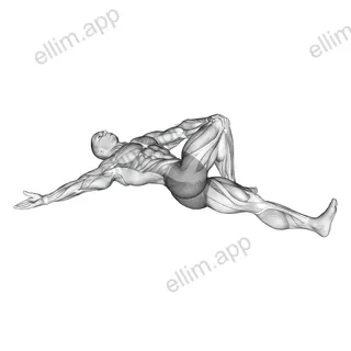 Lying Cross Over Knee Pull Down Stretch exercise targeting Hips and Gluteus Maximus
