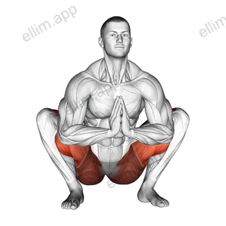 Prayer Squat Yoga Pose exercise targeting Stretching