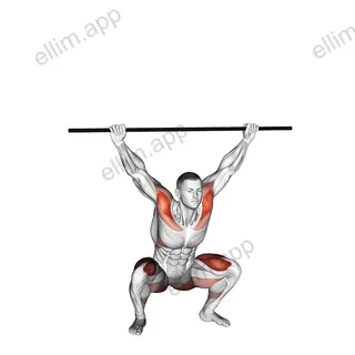 PVC Overhead Squat exercise targeting Thighs and Gluteus Maximus