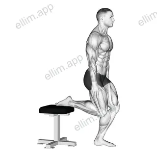 Raised Foot Shin Stretch exercise targeting Calves