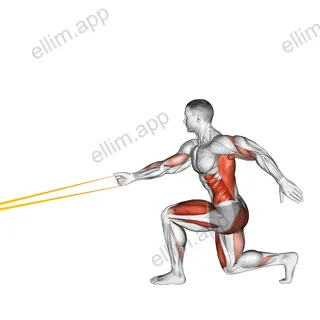 Resistance Band Jump Lunge with Single Arm Row exercise targeting Back