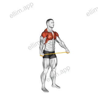 Resistance Band Pass Through exercise targeting Shoulders