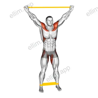 Resistance Band Standing Overhead Warming-up exercise targeting Hips and Shoulders