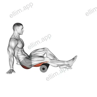 Roll Hamstrings and Glute Sitting on Floor exercise targeting Thighs