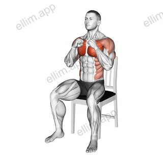 Seated Cross Body Punch on a Chair exercise targeting Chest