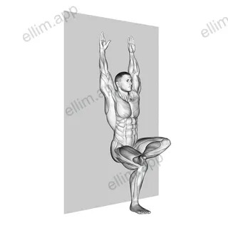 Single Leg Sit (wall) exercise targeting Thighs and Quadriceps