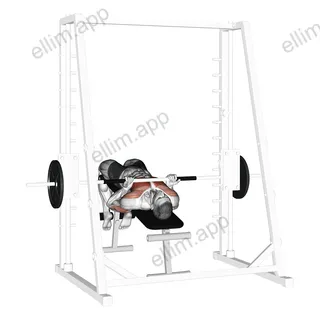 Smith Machine Reverse Decline Close Grip Bench Press exercise targeting Chest
