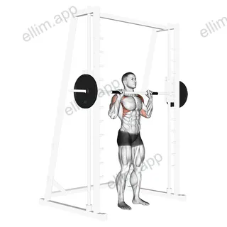 Smith Standing Shoulder Press exercise targeting Shoulders and Deltoid Anterior