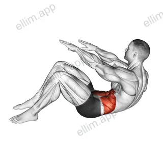 Twisting Crunch (Straight Arms) exercise targeting Waist and Obliques