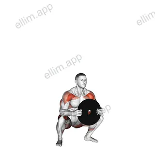 Weighted Full Squat with Overhead Press exercise targeting Thighs and Deltoid Anterior
